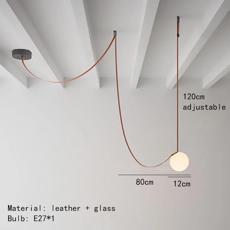 Modern Minimalist Duplex Floor Chandelier E27 Light Bulb Art Glass Brown Black Artificial Leather Dining Room Kitchen Lighting