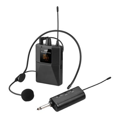 UHF trådlöst mikrofonheadset med sändare och mottagare, LED Digital Display Bodypack