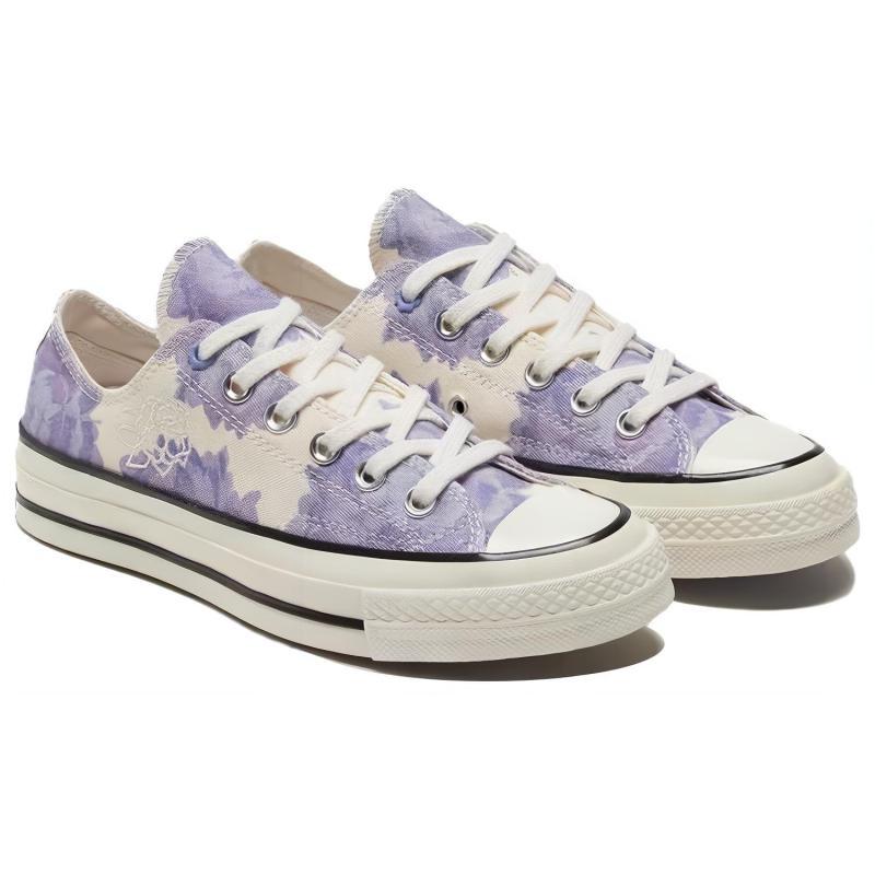 Converse Chuck Taylor All Star 1970s Comfortable Classic Versatile Low-Top Canvas Women's Floral Purple