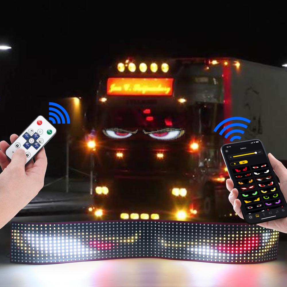 New APP LED Truck Car Devil Eye Light Music Microphone Mode Custom For Board Windshield Text Pattern Lighting Display 24V Remote