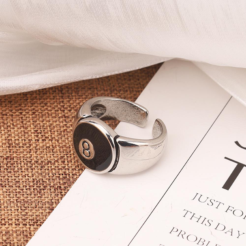 Unisex Adjustable Black Enamel Punk Ring