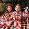 European & American Christmas Family Pajama Set - Print Top, Long Sleeve, Long Pants