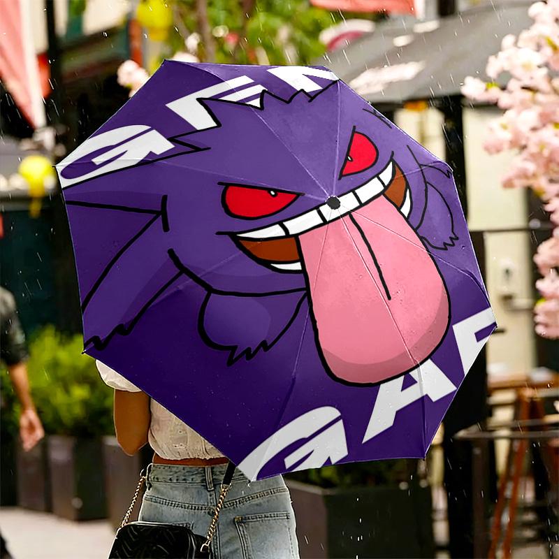 Gengar Print Umbrella Automatic Opening/ Closing - Portable Foldable Design - Daily Use for Travel/Outdoor - Gift for Birthday