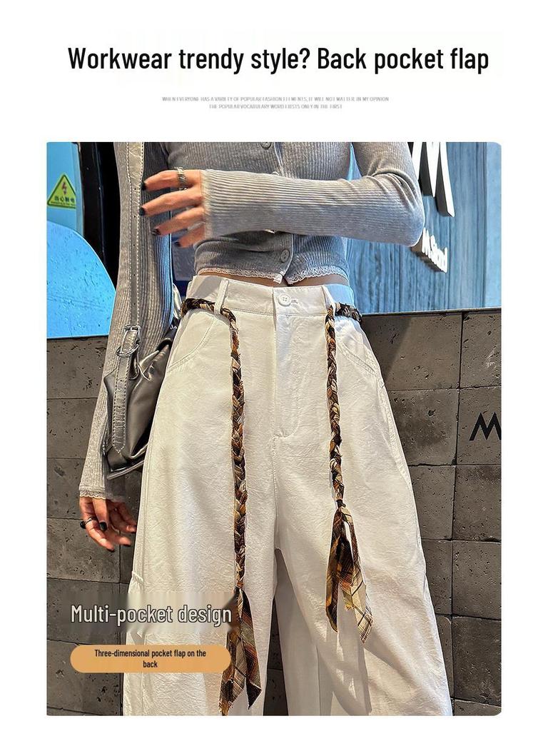 American Style Wide-Leg Woven Belt Pants: Women's 2026 Spring/Summer Casual Workwear