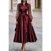 Women’s Long-Sleeved Mesh Dress  A-line Full-Skirted Long Dress – Formal Evening Gown