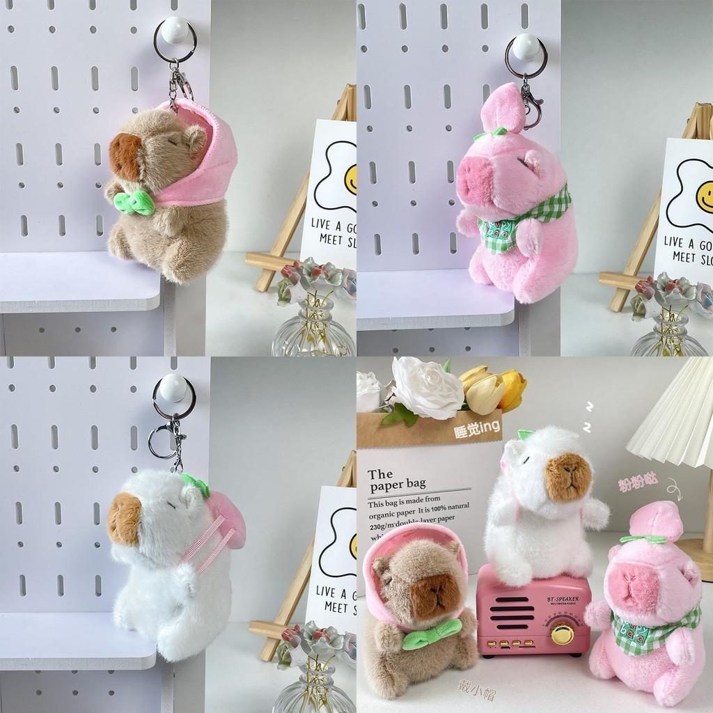 Cute Tricolor Capybara Series Plush Toy Keychain Soft And Cuddly Animal Pendant