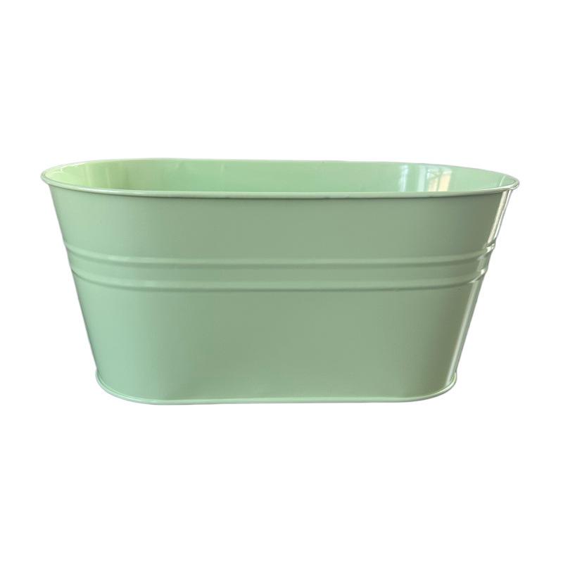 Oval Metal Double Hook Hanging Flower Pot for Railings and Fences