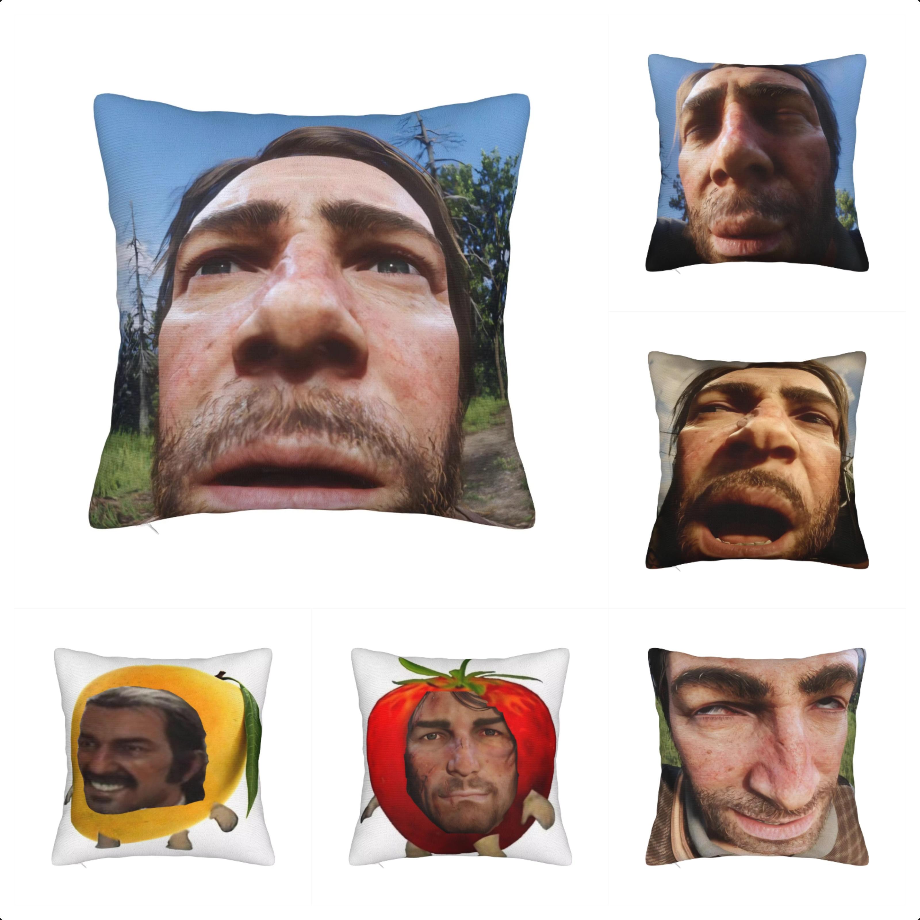 Jmg Clothing Unisex Arthur Morgan Meme Pillowcase Polyester Cushion Cover Gift Rdr2 Game Throw Pillow Case Cover Home Square 40X40cm