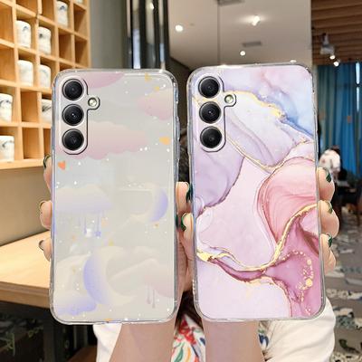 Weiche, transparente Silikon-Telefonhülle mit Marmor-Katzen-Muster für Samsung Galaxy A55 A54 A34 für Samsung S24 S23 Ultra-Kamera, stoßfeste Schutzhülle