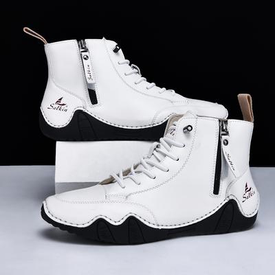 Mens White Boots 48 Fashionable Stitching Lightweight Comfortable Soft Upper for Daily Wear Casual Street Style Walking Men Shoe