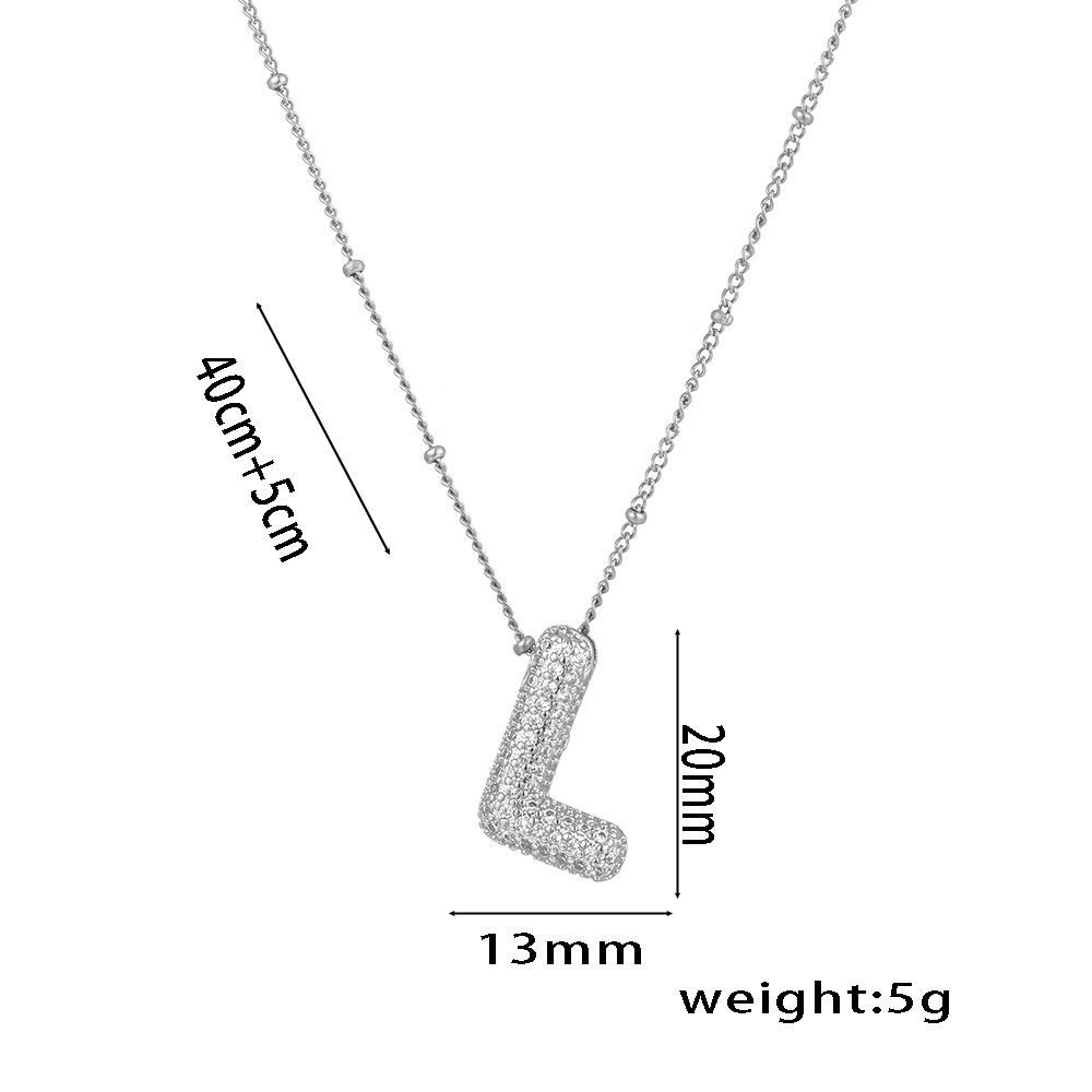 Fashion 26 Bubble Letter Initial Pendant18k Gold Plated Micropaved Full Zirconia Stone Chain Couple Necklace Women Jewelry