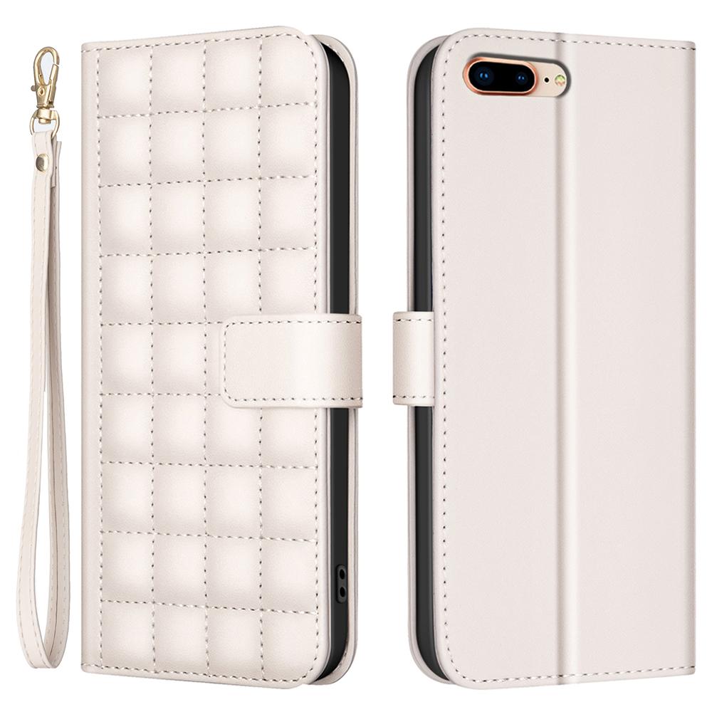 

BINFEN COLOR BF34 for iPhone 16e Case Square Grid PU Leather Cover Stand Wallet Beige