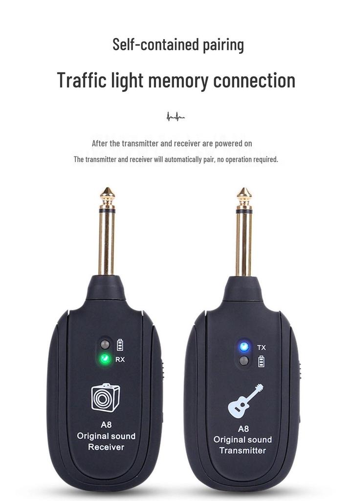 Guitar & Sax Wireless Transmitter Receiver with Noise Reduction for Electric & Acoustic Instruments