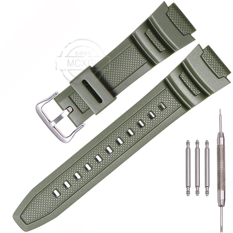 Uhrenarmband für Casio AQ-S810W AE1200WH SGW300 400 500 W-800H Herren Wasserdicht Natürliches Harz Ersatz Dornschließe Armband