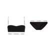 Removable Strap Bandeau Letter Waist Bikini Triangle Panty Set Women Underwear Space-Black F3787AD-001+QF7628
