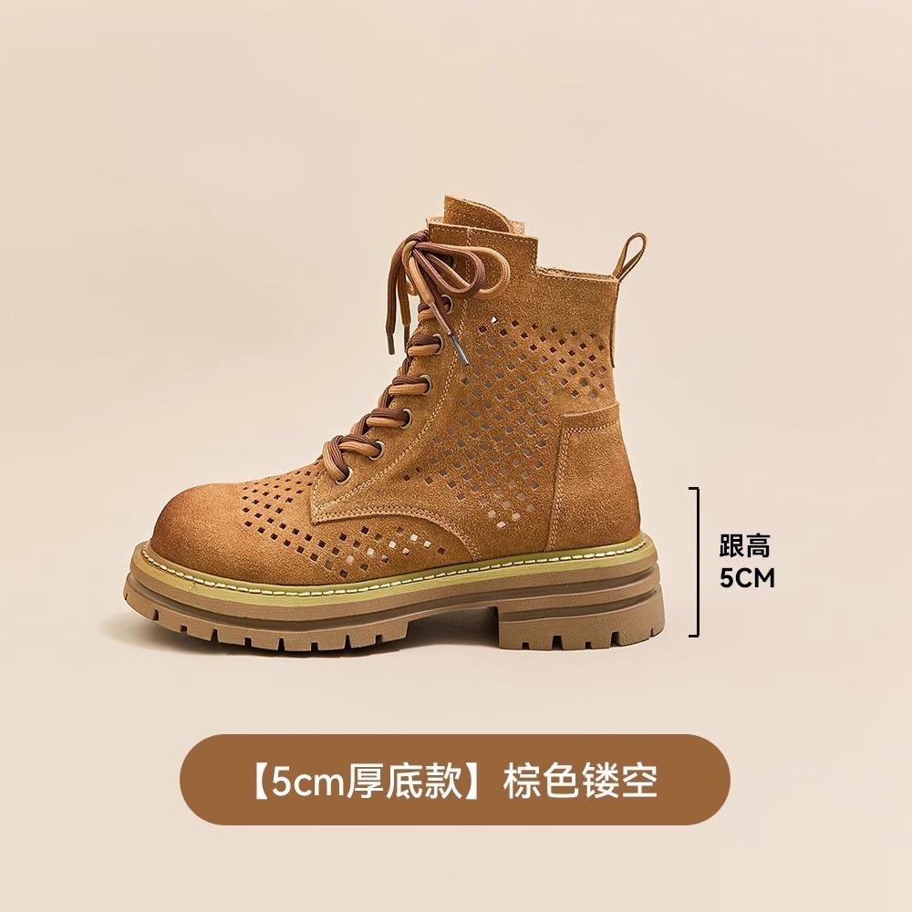 

Женские уличные полые ботинки Мартина, новые летние дышащие маленькие короткие ботинки, коричневые ковбойские ботинки в западном стиле для женщин 40 имбирный