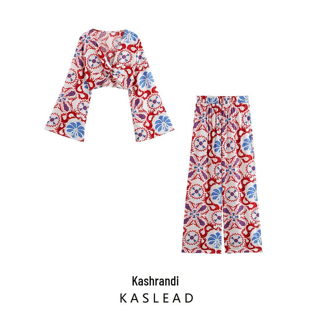 

Spring 2025 Women s European & American Style Long Sleeve Top and Casual Pants Set Small