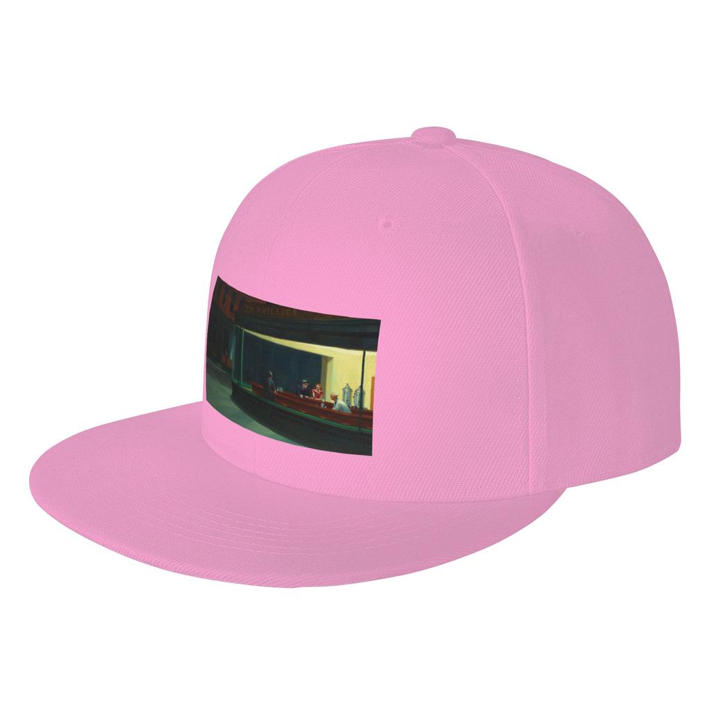 Fashion Nighthawks by Edward Hopper Flat Brim Sun Hat Washed Denim Cap Womens Cap