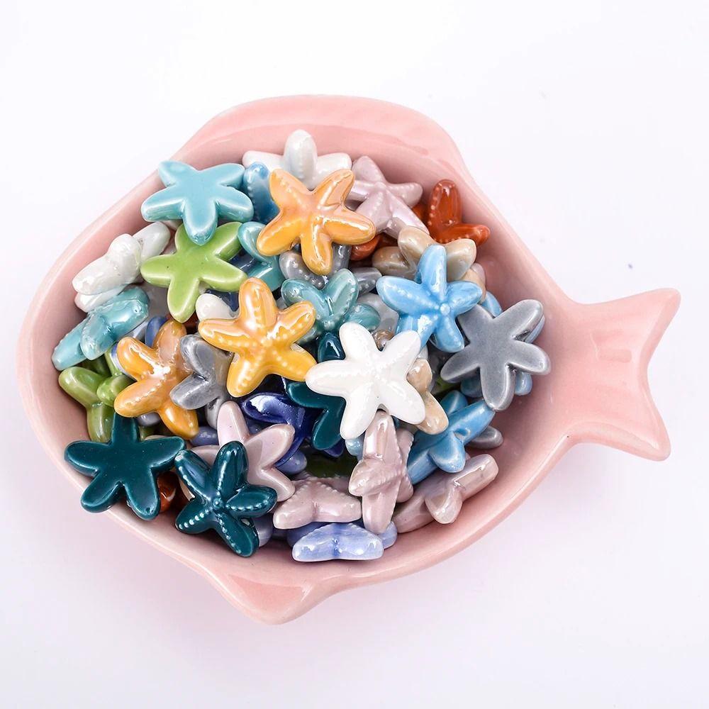 10pcs Handmade Craft Ceramic Spacer Loose Beads Ceramic Jewelry Making Material Starfish Bead Women