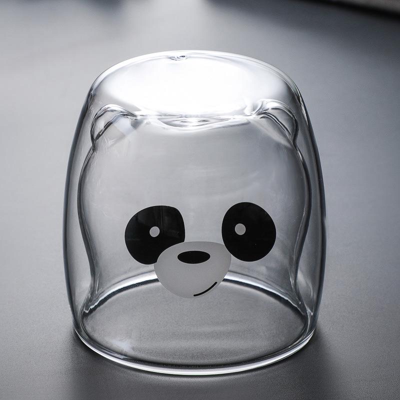Double-Layer Cartoon Bear Insulated Glass Cup