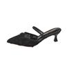 Versatile cool slippers 2025 summer new lace breathable pointed bag head half slippers women wear high-heeled cool slippers