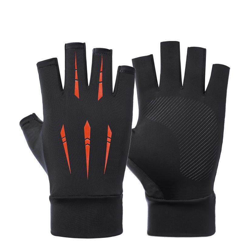 Sunscreen Gloves Driving Fishing Leaking Two Fingers Ice Silk Anti-slip Gloves Breathable Fitness Cycling Express Quick Dry Gloves