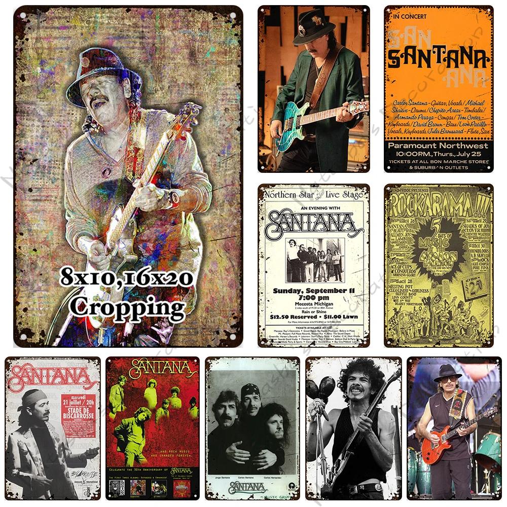 Santana Poster Dekorative Platte Rockmusik Metallposter Garage Club Metall Blechschild Metallplakette Wandplatte Man Cave Wanddeko