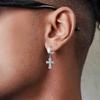 Stylish Cross Dangle Earrings for Men Boys,Stainless Steel Cross Huggies Hoop Earring,Trendy Jewelry Gifts