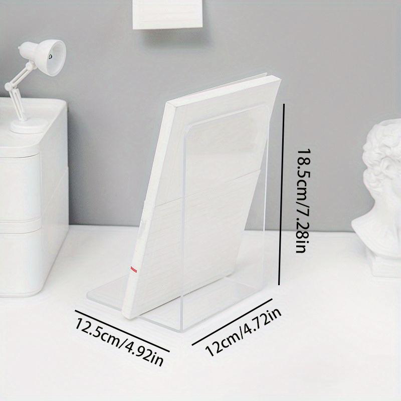 2pcs Acrylic Bookends - Transparent L-Shaped Desk Organizer, Bookshelf for Office & Home, Book Display Rack