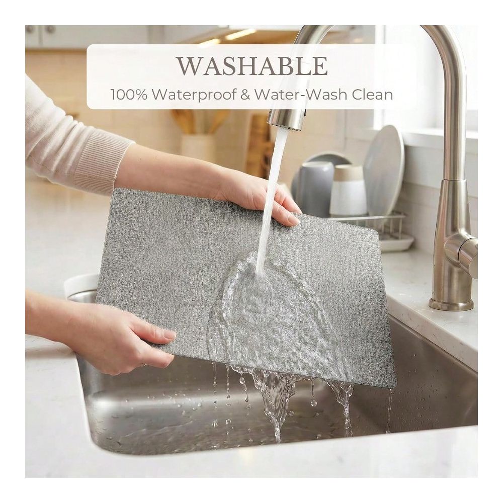 Placemats Set Of 6, 12 X 18 Inch Faux Leather 100 Waterproof Wipeable Anti Slip Place Mats, Heat Resistant Reversible PU Table Ma