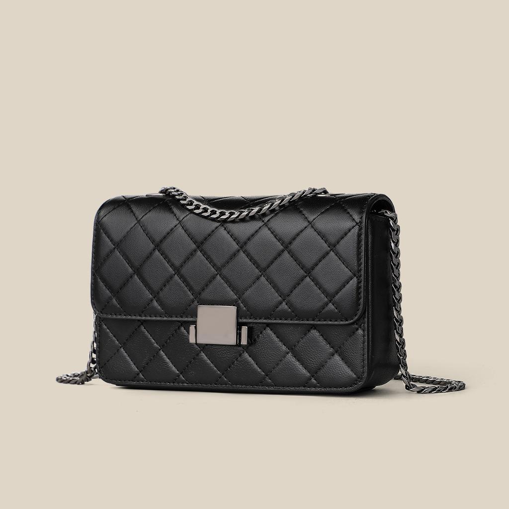 Bag Women'S Leather Women'S Bag Rhombus Chain Bag Temperament Advanced Sense Crossbody Small Square Bag