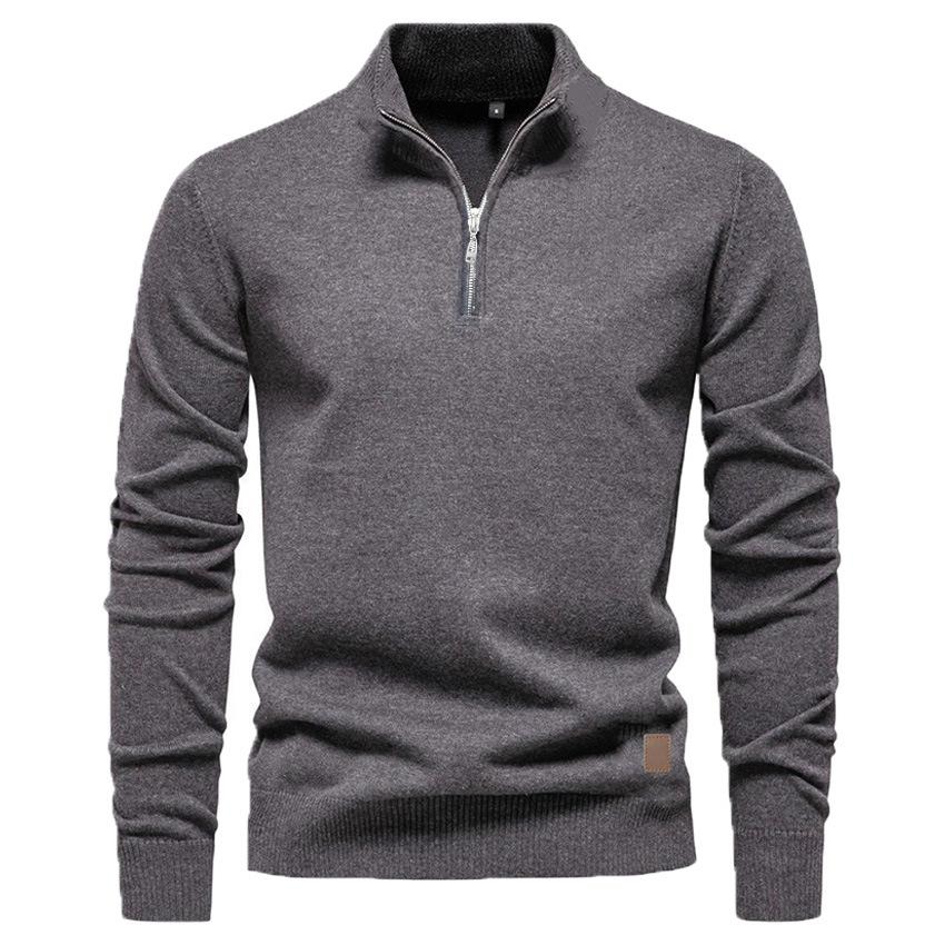 Men's Zipper Pullover Turtlenecks Warm Sweaters Solid Color Long Sleeved Fashion Male Casual Daily Sweatshirt Top