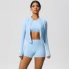 Tight Naked Feeling Brushed Yoga Suit, Quick Drying Breathable Sports Set, Outdoor Leisure Running Fitness Three Piece Set For Women