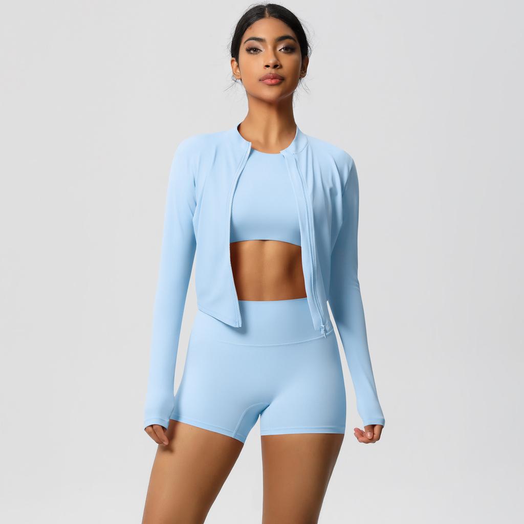 Tight Naked Feeling Brushed Yoga Suit, Quick Drying Breathable Sports Set, Outdoor Leisure Running Fitness Three Piece Set For Women
