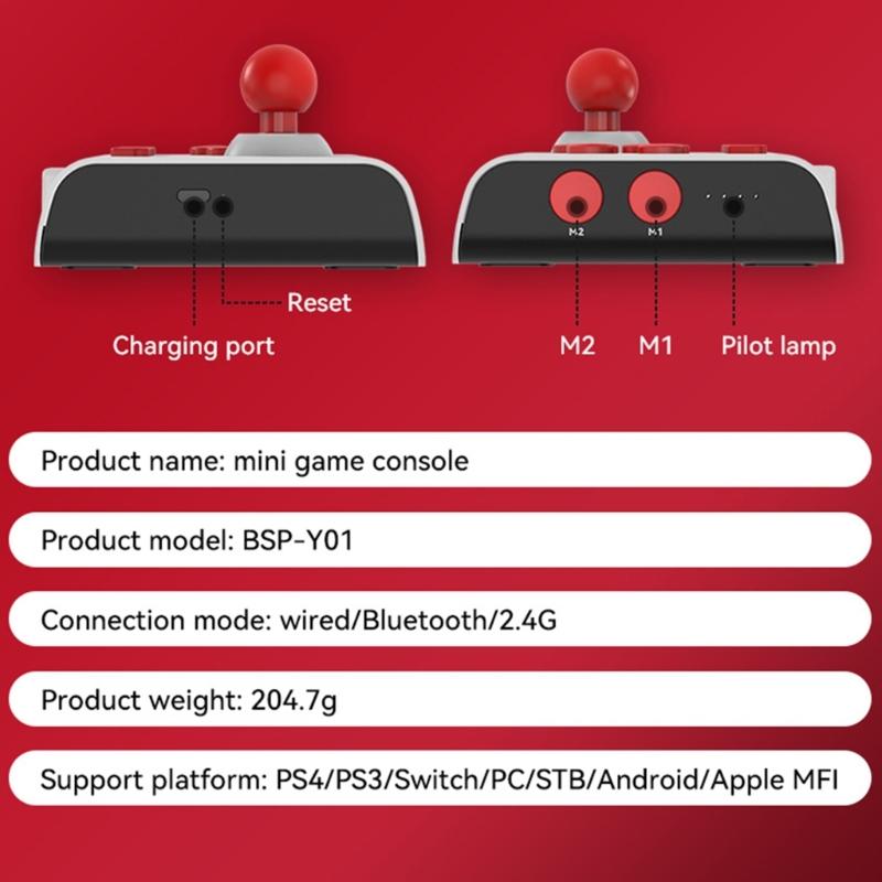 Game Joystick Wired-Bluetooth-compatible/2.4G Connection Arcade Game Console Rocker for