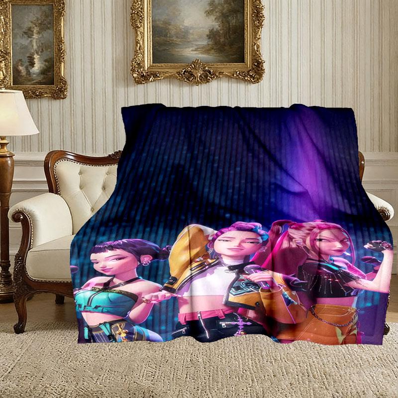 Soft Kpop Demon Hunters Blanket Perfect for Snuggling Up on the Sofa, Ideal for Cozying Up in the Bedroom
