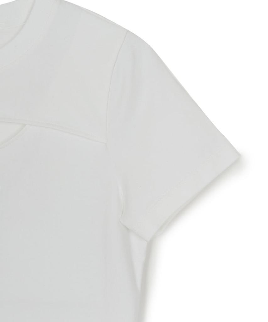 Emelbi Women'S Cutout Detail Slim Semi-Crop Short Sleeve T-Shirt Ny (White)
