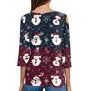 Women's T Shirt Tee Christmas Printed Button 3/4 Sleeve Tunic Daily Weekend Fashion Basic V- Neck Regular Top