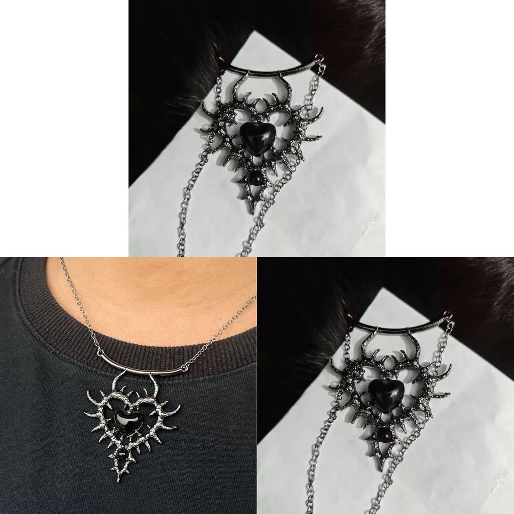 Gothic Punk Heart Shape Necklace With Alloy Pendant For Men Women Gothic Fashion Jewelry
