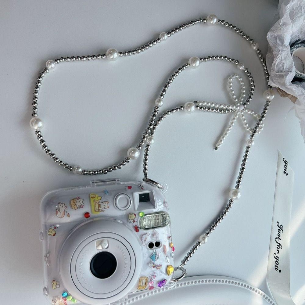 Beaded Bag Crossbody Lanyard Long Chain Pearl Bow Phone Lanyard DIY Mobile Phone Chain  Bag Straps