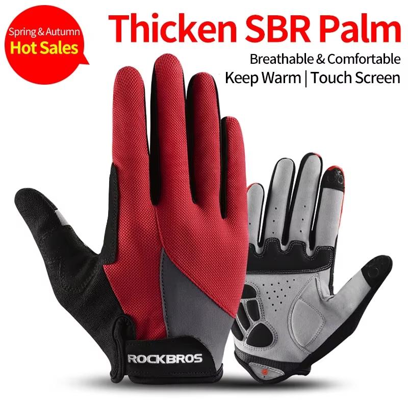 ROCKBROS Windproof Cycling Gloves Bicycle Touch Screen Riding MTB Bike Glove Thermal Warm Motorcycle Winter Autumn Bike Clothing S