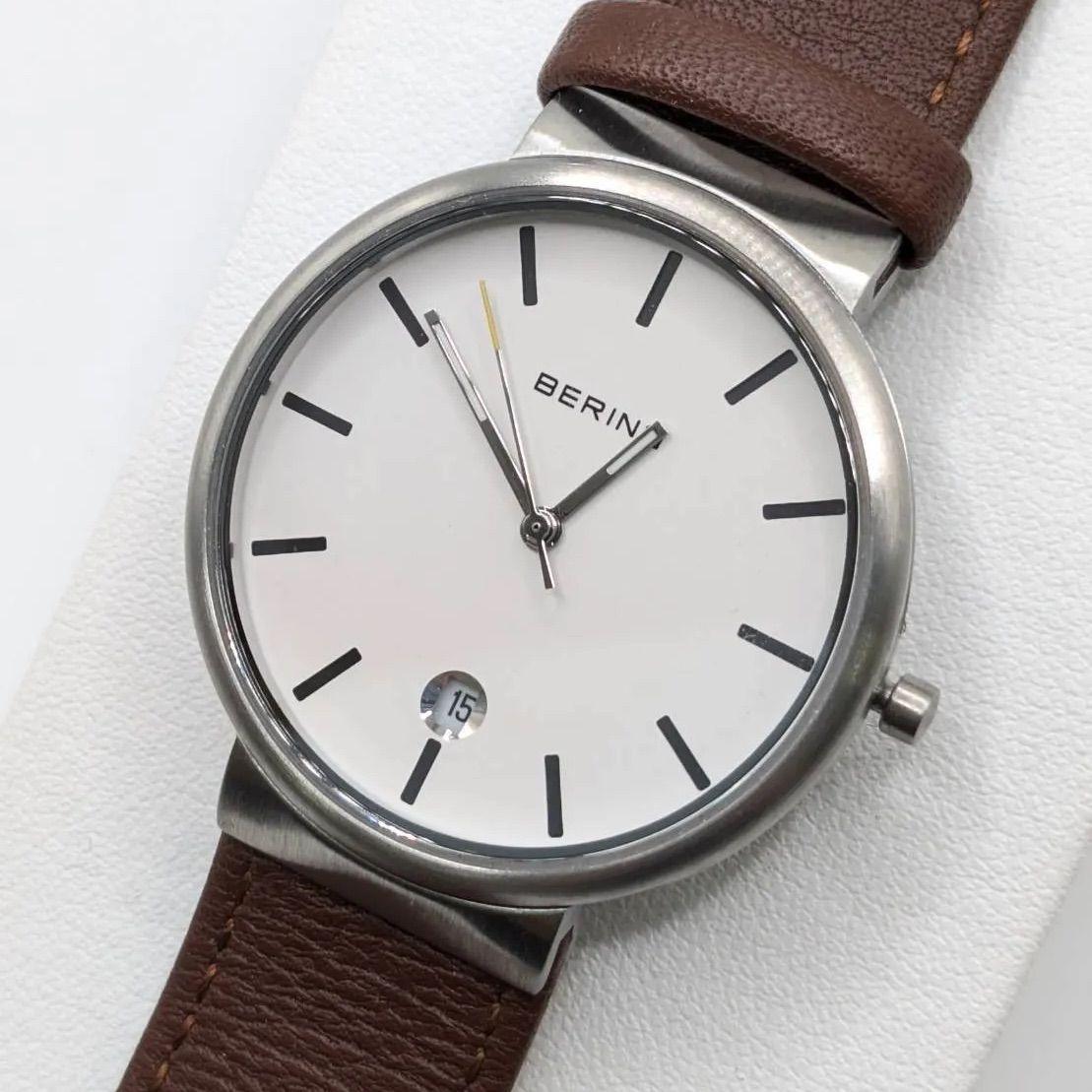 Used New and genuine Bering [11035-500] Magazine model BERING Unisex Watch Classic Scandinavian Stitched Leather Brown