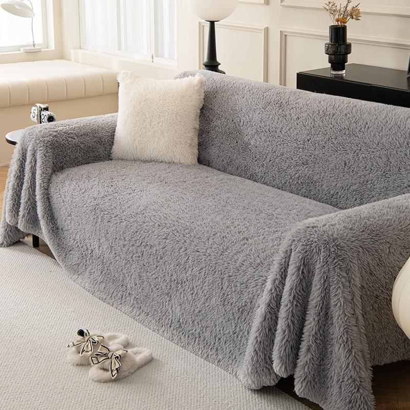 Plush Sofa Towel Full Cover Cloth Cream Wind Anti-Cat Claw White Sofa Blanket High-Grade Thickened Non-Slip Sofa Cover Towel