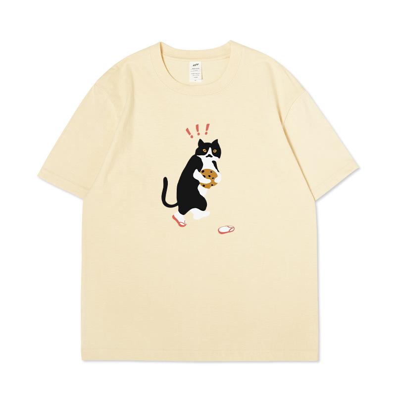 S1120693 Jugend-Kurzarm-T-Shirt mit Cartoon-Animal-Print-Top, Sommerkleidung