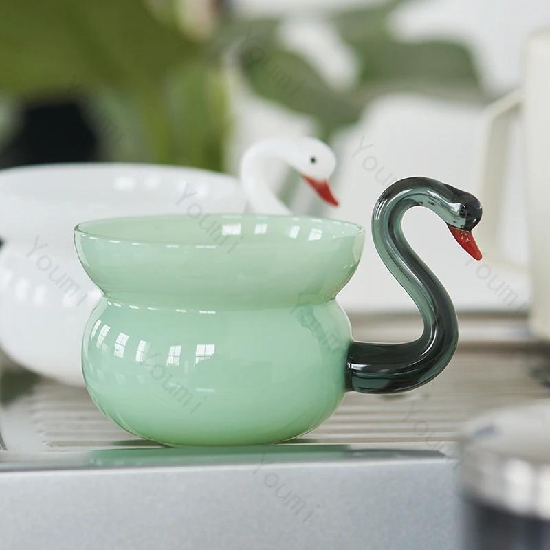 Fashionable Creative Glass Coffee Cups Household Breakfast Milk Cup Light Luxury and Exquisite Kungfu Tea Set Unique Teaware