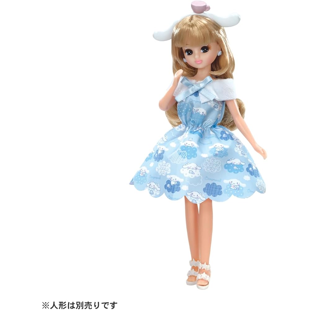 Takara Tomy Licca-chan Dress My Choice Sanrio Characters Cinnamonroll Outfit with Headband Toy for Ages 3 and Up