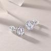 Rhodium Plated S925 Sterling Silver Round Cut 2CT Womens Moissanite Diamond Solitaire Stud Earring