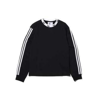 Originals Trefoil Rib Long Sleeve Tee With Collar Logo Embroidery Men Tops Black FM1506