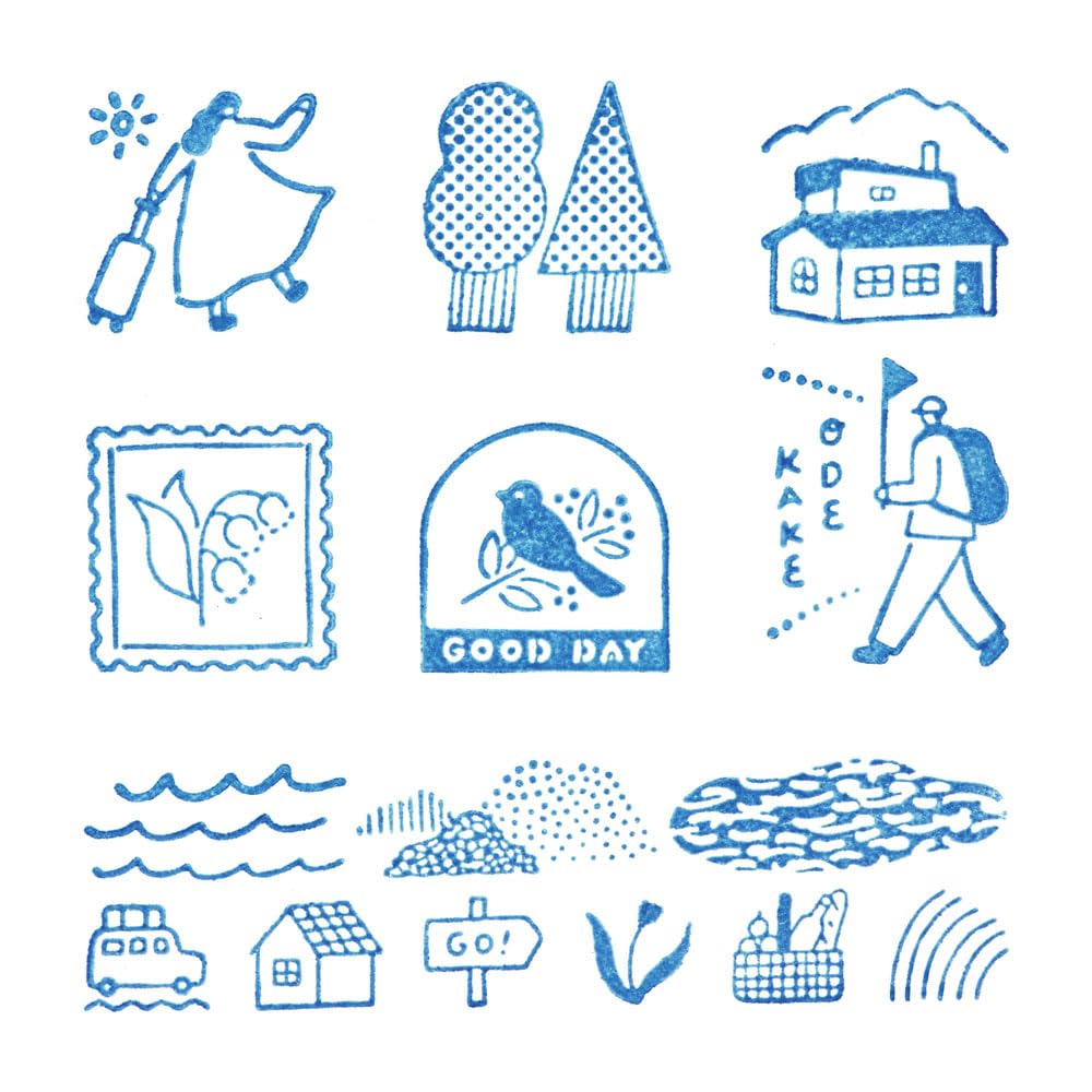 King Jim Clear Ice Set of Odekake Stamps, Mark, 6, Set, CLSSB-001