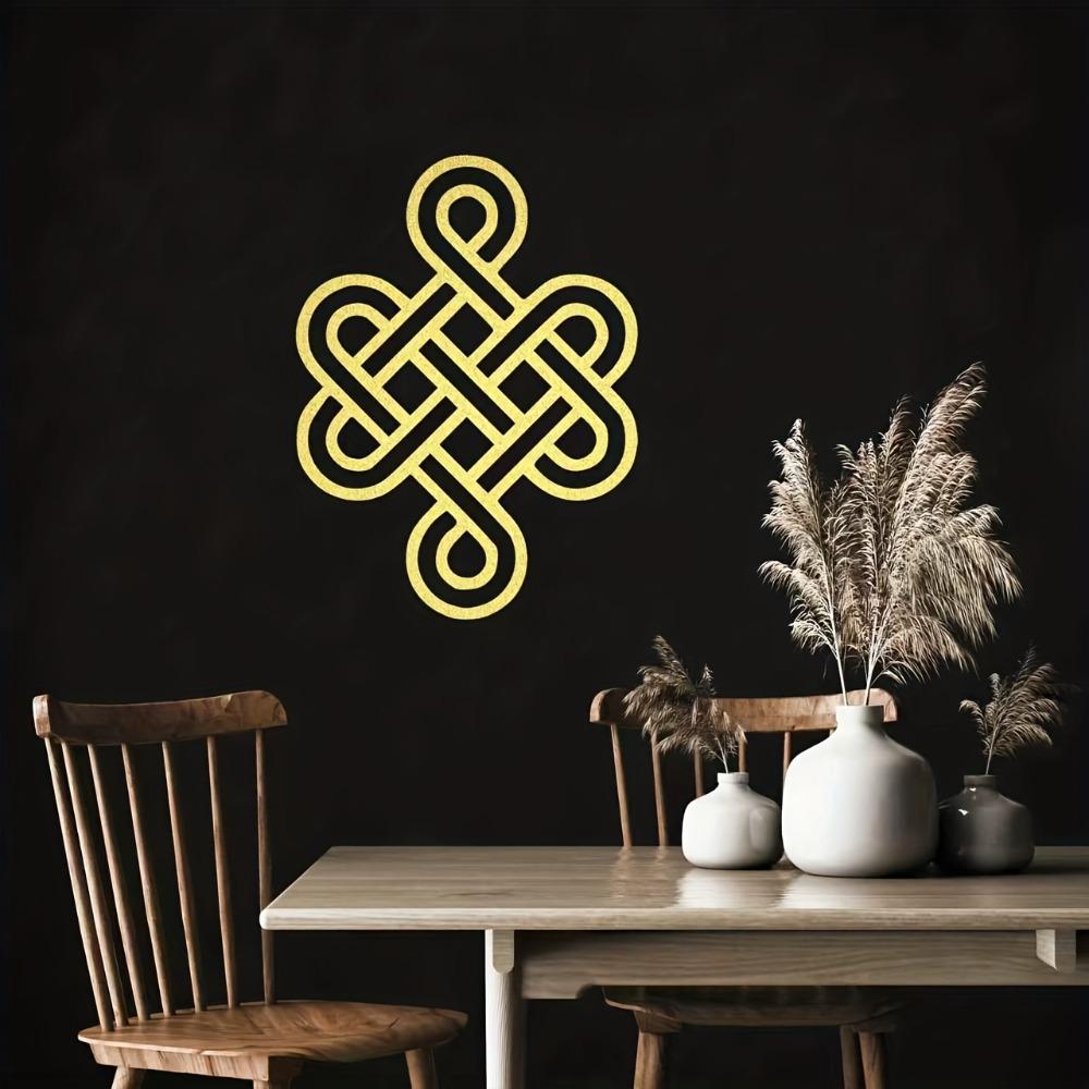 

1pc Eternal Knot Metal Wall Art Feng Shui Home Decor for Scene Themed Party, Gift for Housewarming Birthday Valentine 11.81inch золотистый